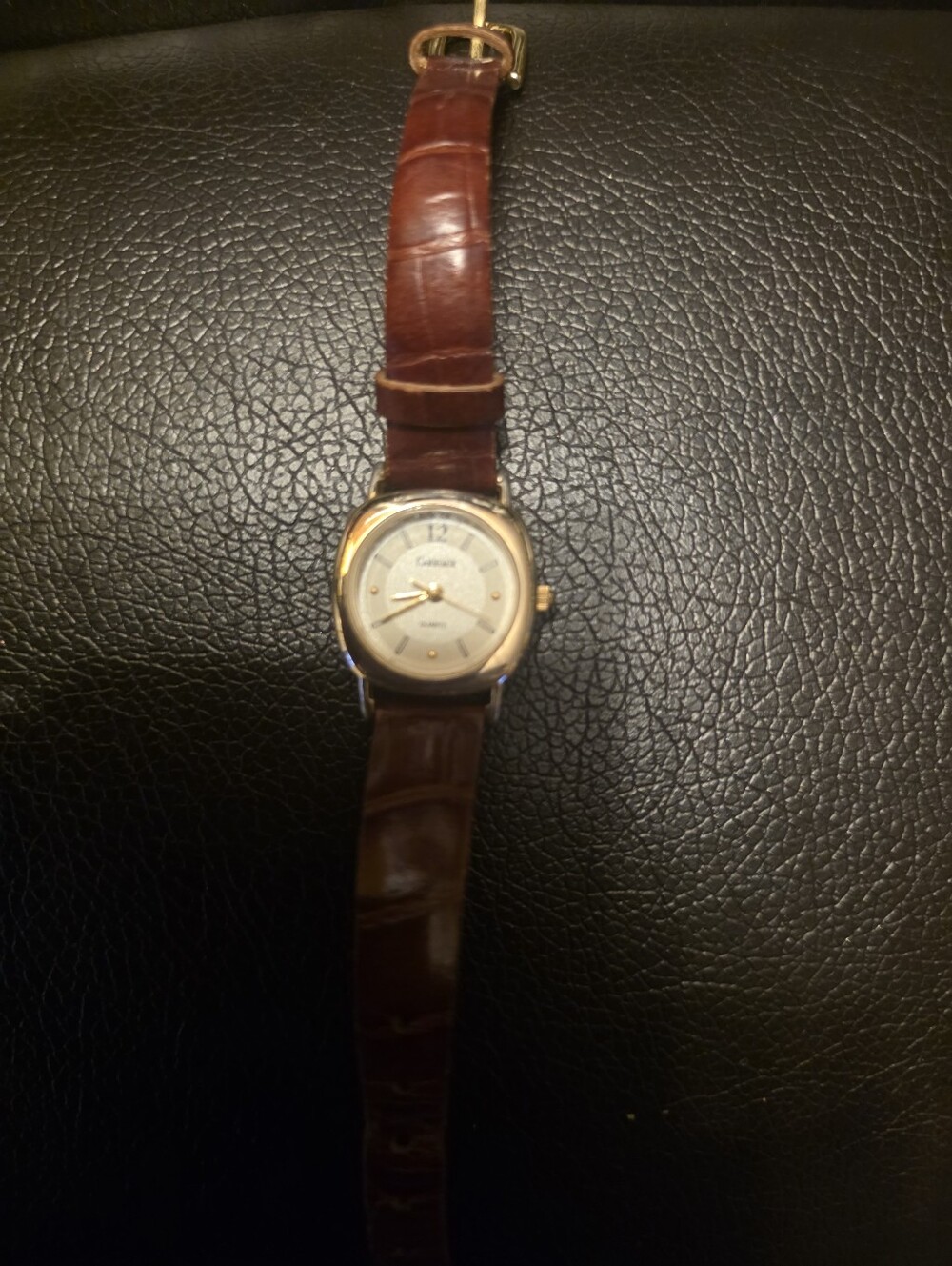Citizen Gold-Tone Case Watch with Brown Leather Strap NEEDS BATTERY